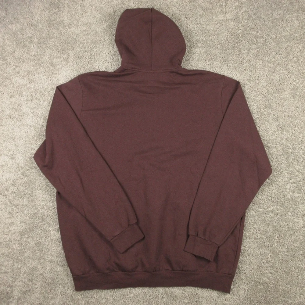 Adidas Sweater Mens 2XL Brown Maroon Fleece Logo Pullover Hoodie Sweatshirt